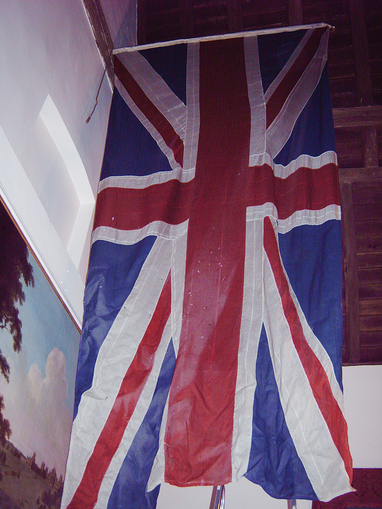 The Union Flag in Churchill's Study at Chartwell before  treatment.