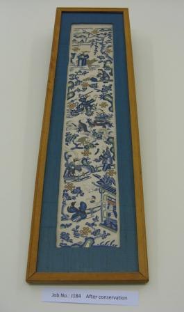 The Chinese embroidery after cleaning and reframing.