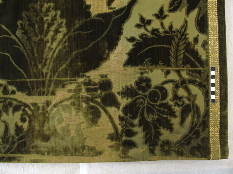 A detail of the curtain after conservation treatment