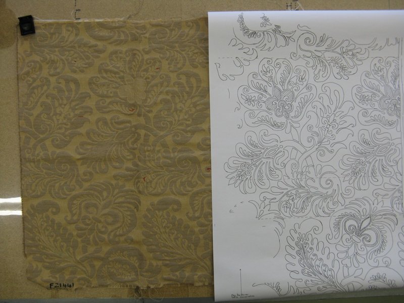 A tracing of the original and a trial weave.