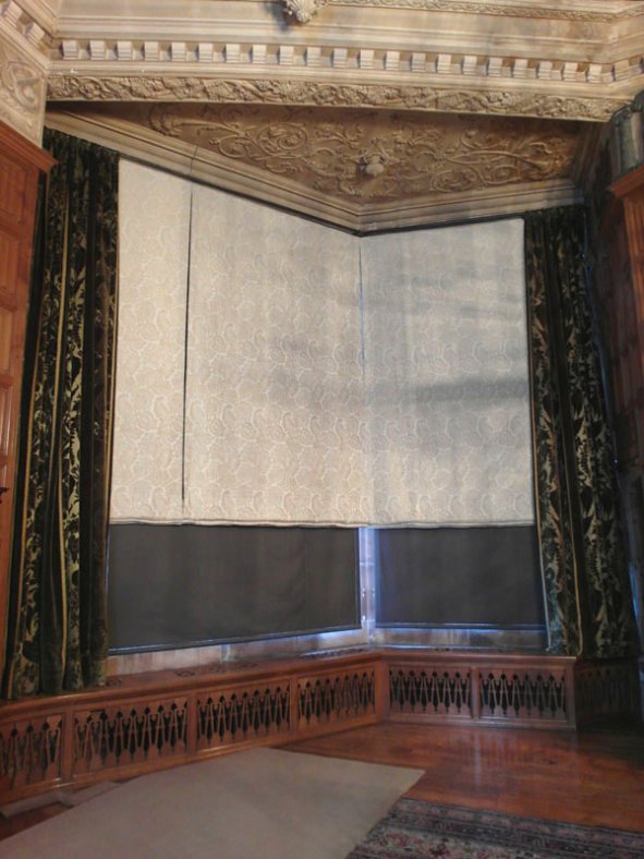 The curtains and blinds in place after treatment.