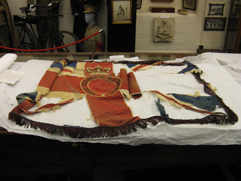 The Queen's Colour before conservation treatment