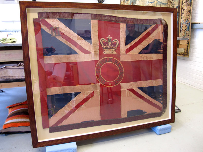 The Queen's Colour after conservation and framing