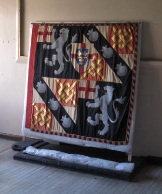 Churchill's Garter Banner prepared for transport.