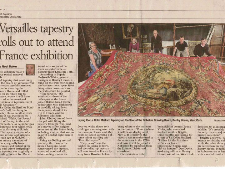 Tapestry from Bantry House in County Cork goes on show in Aubusson, where it was once made!